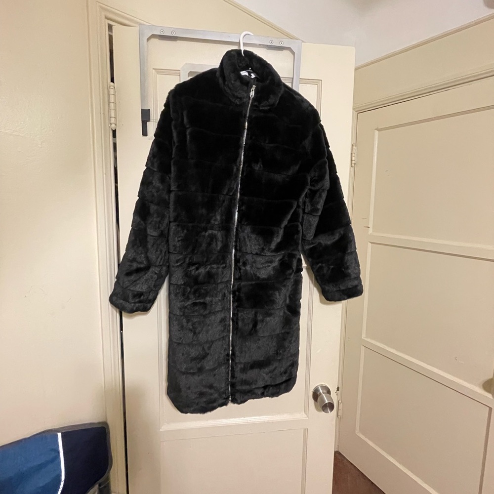 Black Faux Fur Coat